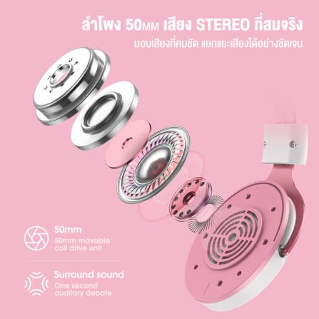 หูฟังเกมมิ่ง ONIKUMA X10 CAT EARS GAMING HEADSET - สีขาว_4