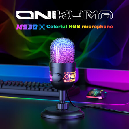 ไมโครโฟน ONIKUMA M930 ไมค์แบบตั้งโต๊ะ สำหรับเล่นเกม สตรีมมิ่ง ฯลฯ - สีดำ_6