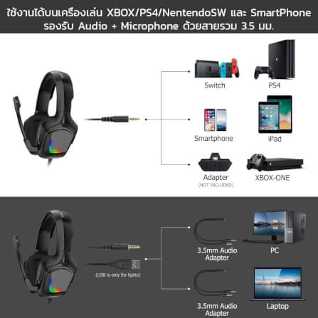 หูฟังเกมมิ่ง ONIKUMA K20 GAMING HEADSET - สีดำ_9