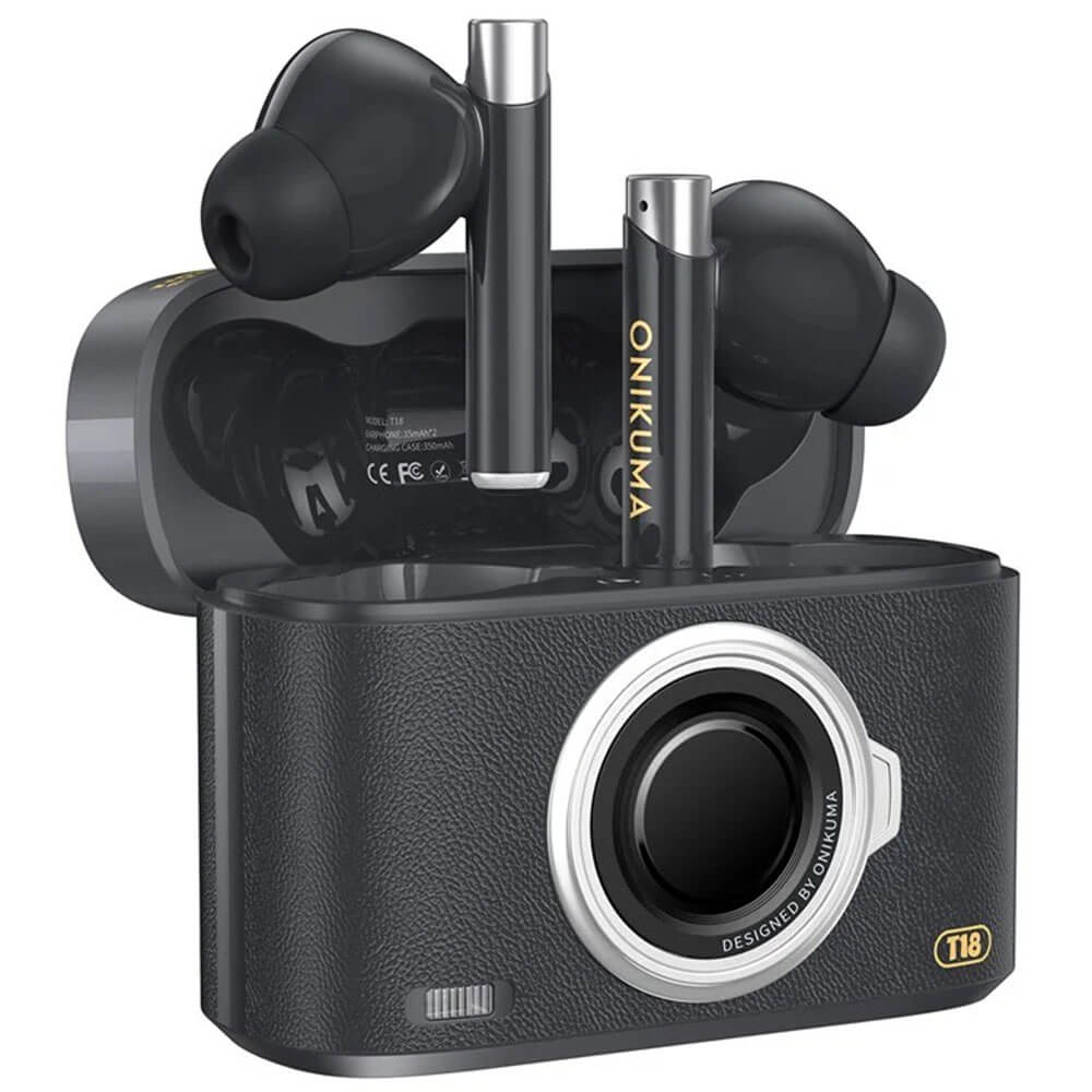 หูฟังเกมมิ่งไร้สาย Onikuma T18 รูปทรงสไตล์เรโทร Bluetooth 5.3 - สีดำ