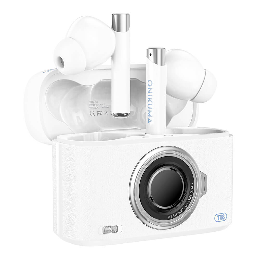 หูฟังเกมมิ่งไร้สาย Onikuma T18 รูปทรงสไตล์เรโทร Bluetooth 5.3 - สีขาว_5