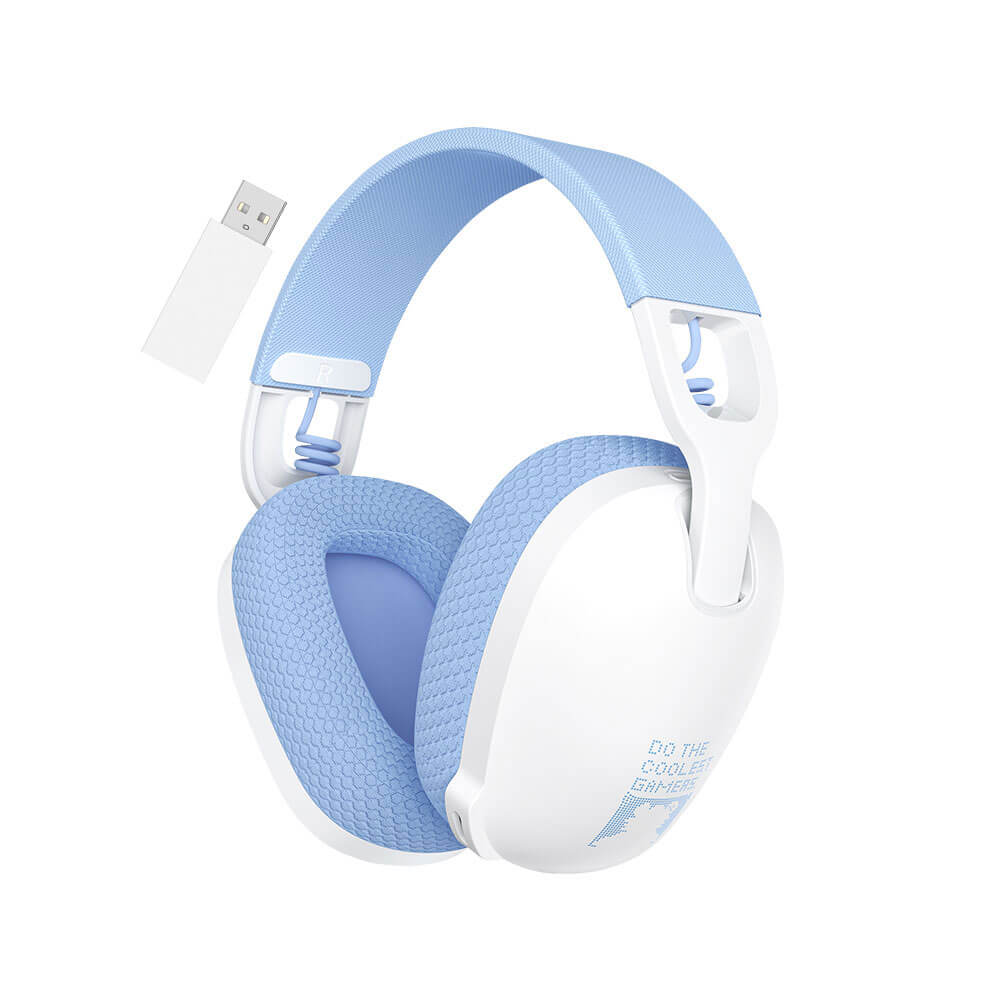 หูฟังเกมมิ่งไร้สาย Onikuma Kuma หูฟังระดับ E-Sports เชื่อมต่อได้ 3 โหมด - สีขาวฟ้า