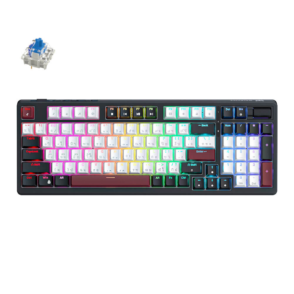 คีย์บอร์ดเกมมิ่งไร้สาย ONIKUMA AKI TRI-MODE GAMING KEYBOARD เชื่อมต่อได้ 3 โหมด - สีดำ (BLUE SWITCH) (TH/EN)_0