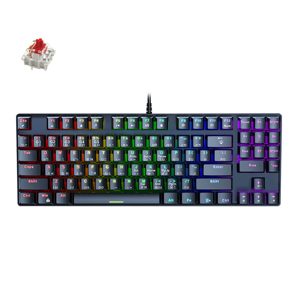 คีย์บอร์ดเกมมิ่ง ONIKUMA HARU LITE GAMING KEYBOARD MINI RGB - สีดำ (RED SWITCH) (TH/EN)