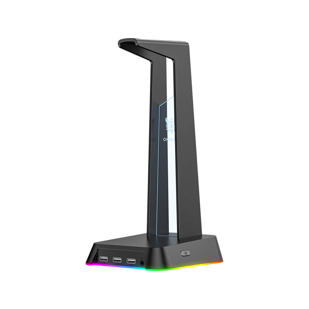 แท่นวางหูฟัง ONIKUMA YAMA RGB GAMING HEADPHONE STAND รองรับ USB-A 3 ช่อง และ AUX 3.5 มม. - สีดำ