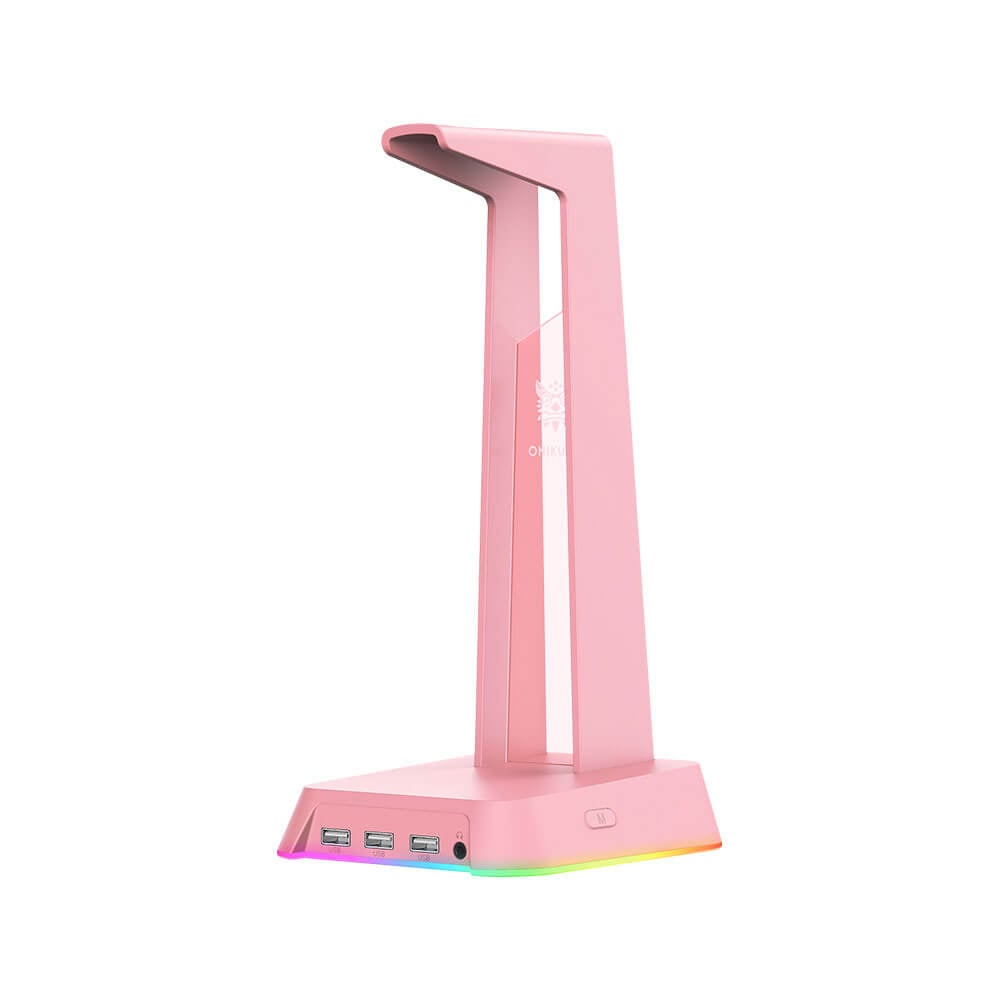 แท่นวางหูฟัง ONIKUMA YAMA RGB GAMING HEADPHONE STAND รองรับ USB-A 3 ช่อง และ AUX 3.5 มม. - สีชมพู_0