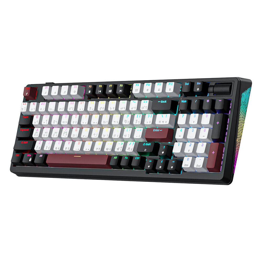คีย์บอร์ดเกมมิ่งไร้สาย ONIKUMA AKI TRI-MODE GAMING KEYBOARD เชื่อมต่อได้ 3 โหมด - สีดำ (BLUE SWITCH) (TH/EN)_1