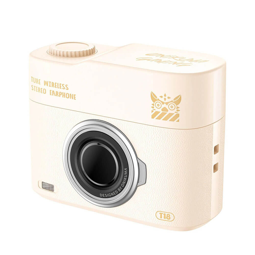 หูฟังเกมมิ่งไร้สาย Onikuma T18 รูปทรงสไตล์เรโทร Bluetooth 5.3 - สีเบจ_2
