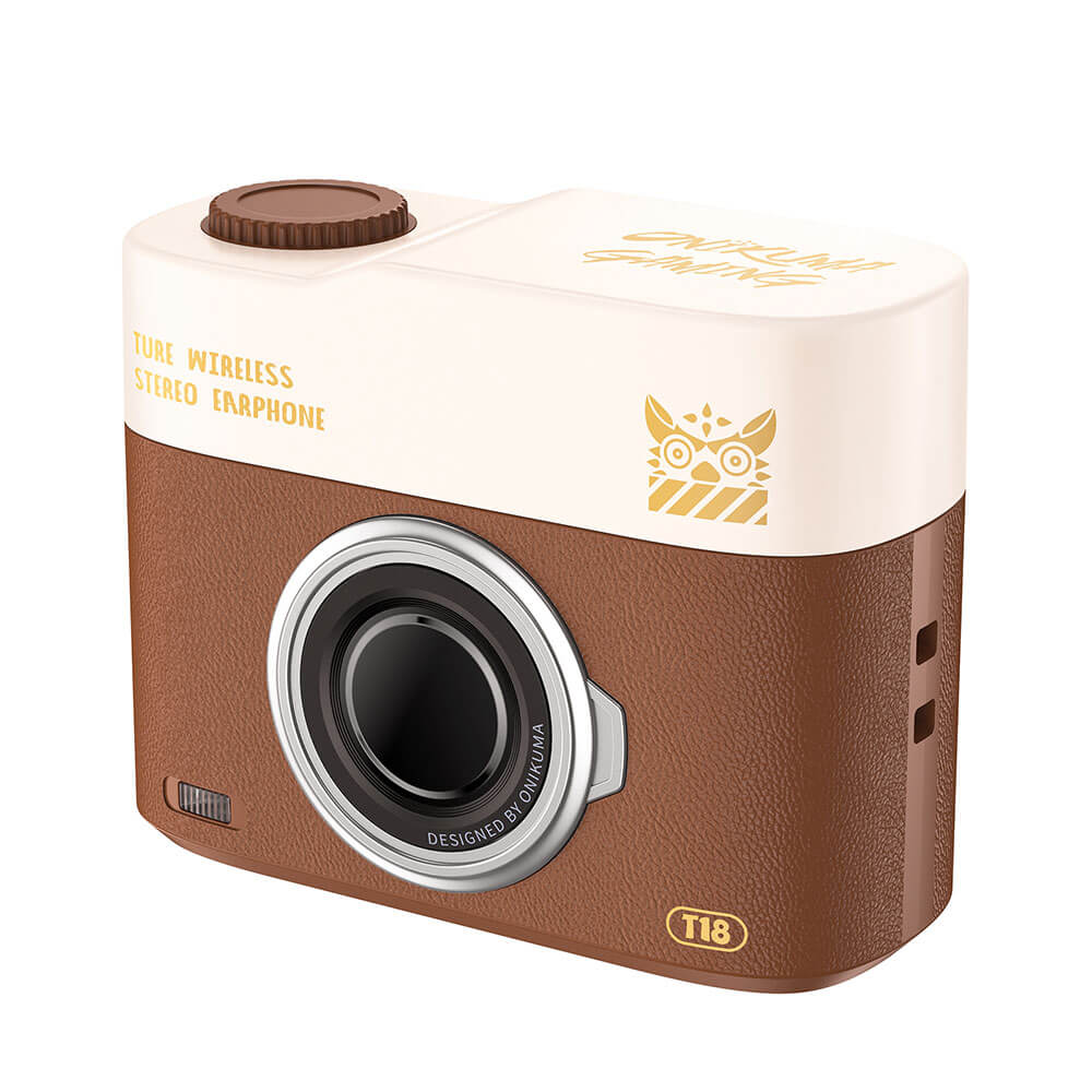หูฟังเกมมิ่งไร้สาย Onikuma T18 รูปทรงสไตล์เรโทร Bluetooth 5.3 - สีน้ำตาล