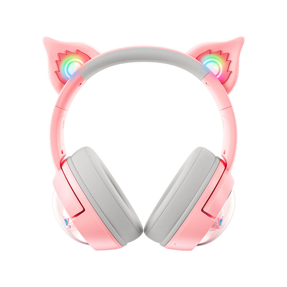 หูฟังเกมมิ่งไร้สาย Onikuma Mew มีหูแมวและแสงไฟ RGB - สีชมพู_2