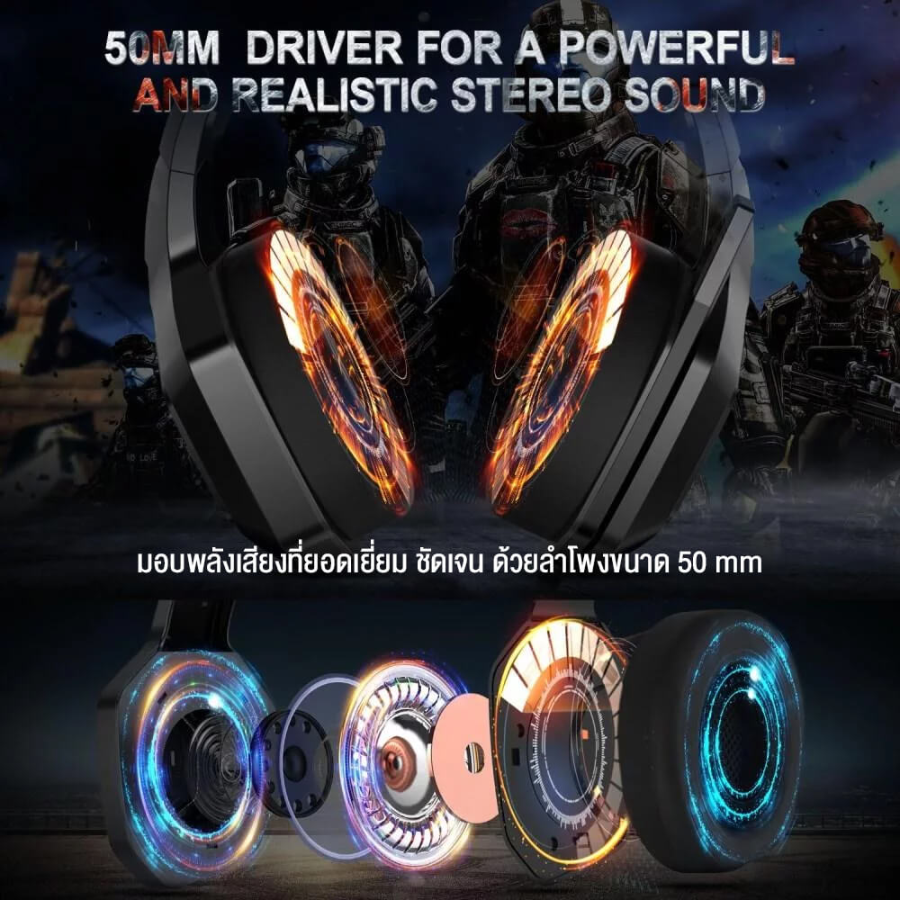 หูฟังเกมมิ่ง ONIKUMA K10 GAMING HEADSET - สีดำ