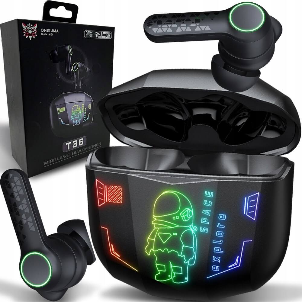 หูฟังเกมมิ่งไร้สาย Onikuma T36 มาพร้อมแสงไฟ RGB - อวกาศ