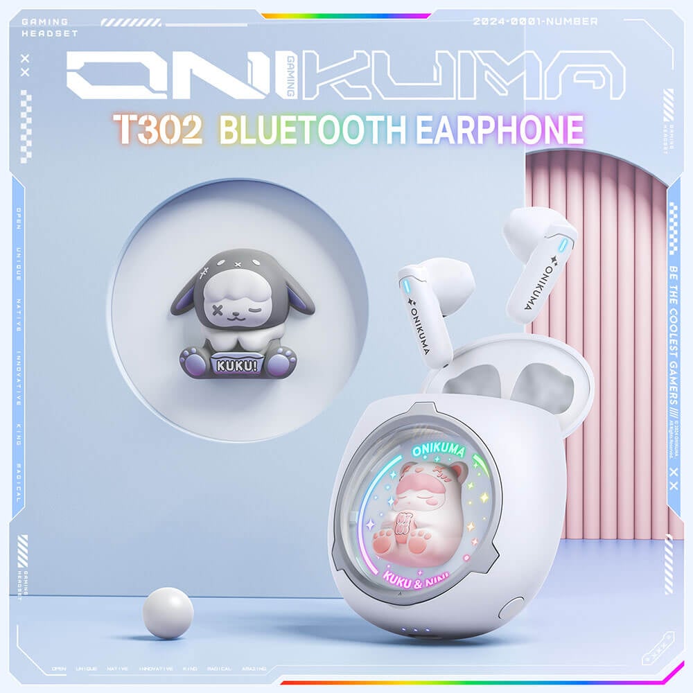 หูฟังเกมมิ่งไร้สาย Onikuma KUKU & NINI รูปทรงน่ารัก Bluetooth 5.3 - สีขาว