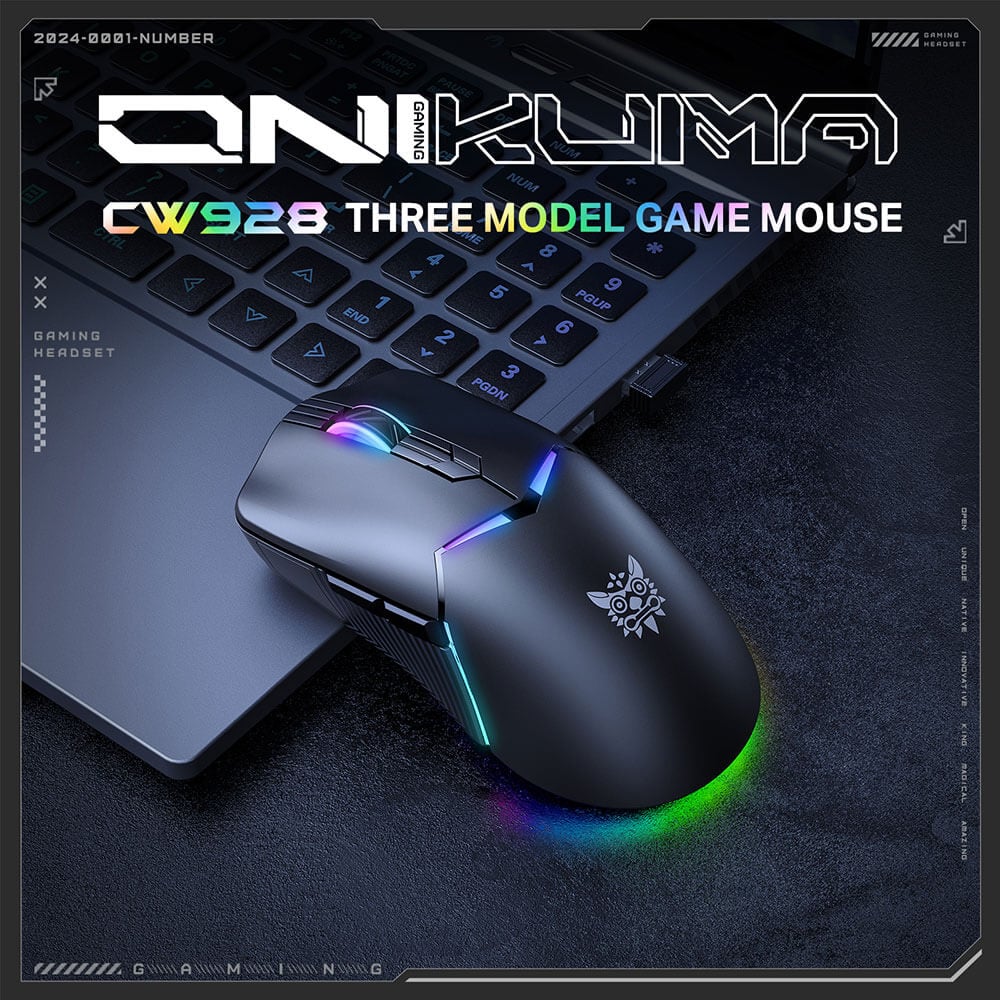เมาส์เกมมิ่ง ONIKUMA KITSU เชื่อมต่อได้ 3 โหมด - สีดำ