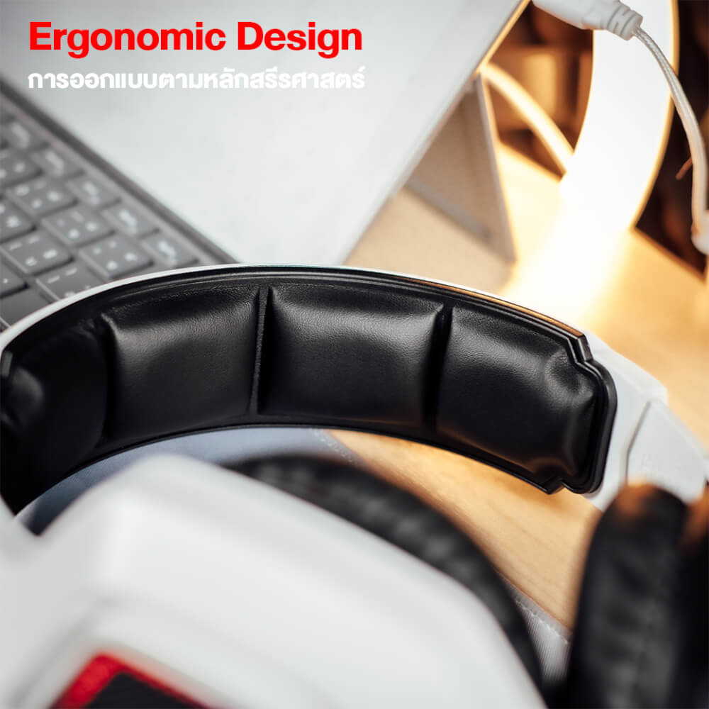 หูฟังเกมมิ่ง ONIKUMA K10 GAMING HEADSET - สีขาว_5
