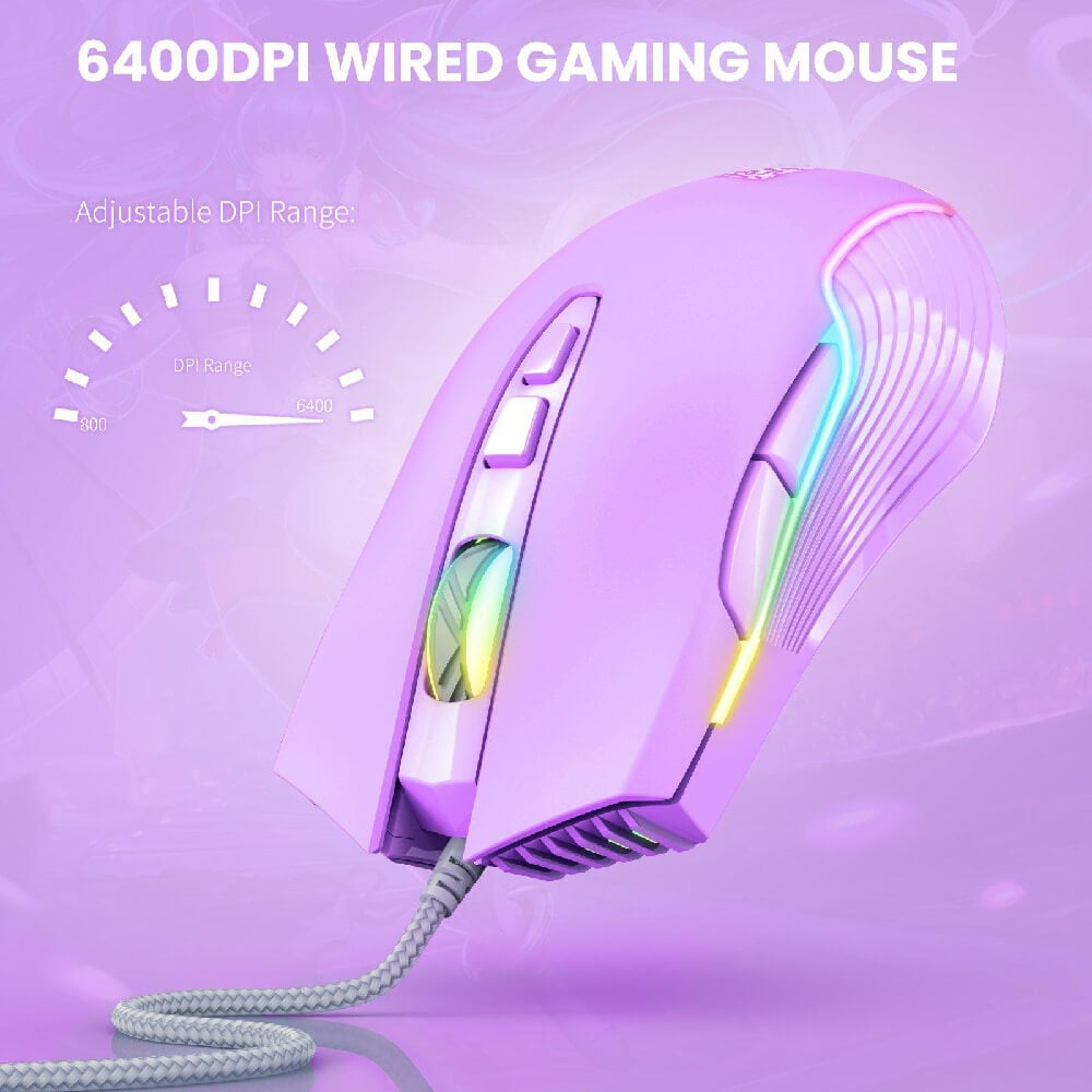 เมาส์เกมมิ่ง ONIKUMA FUJI GAMING MOUSE - สีม่วง_5