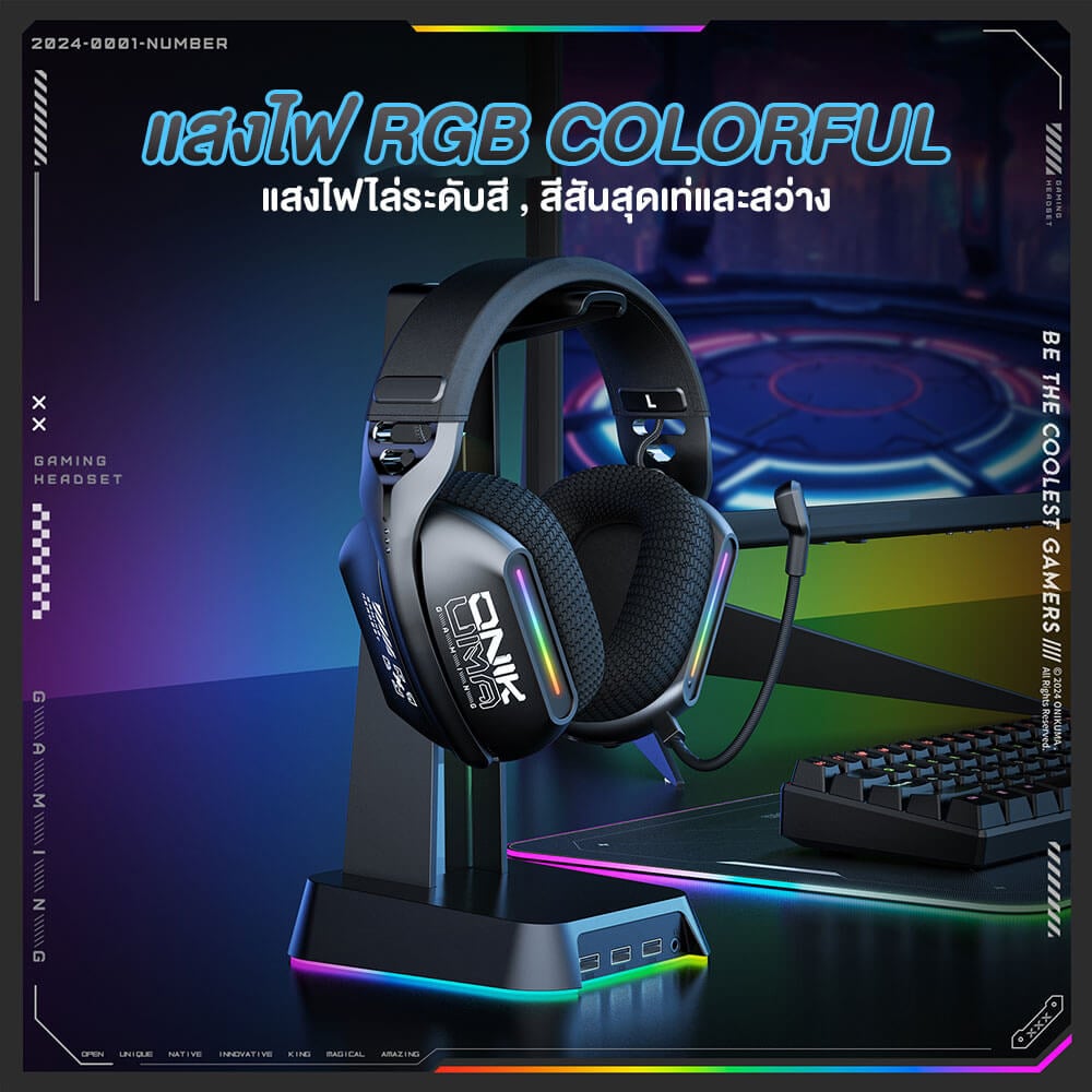หูฟังเกมมิ่งไร้สาย ONIKUMA GT808 เชื่อมต่อได้ 3 โหมด - สีดำ_6