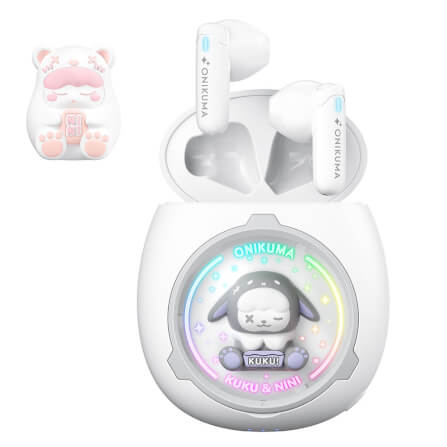 หูฟังเกมมิ่งไร้สาย Onikuma KUKU & NINI รูปทรงน่ารัก Bluetooth 5.3 - สีขาว_0