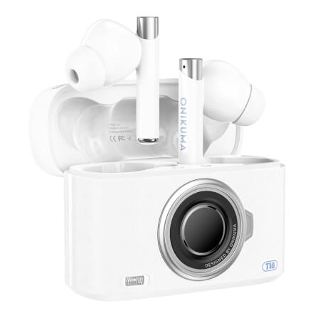 หูฟังเกมมิ่งไร้สาย Onikuma T18 รูปทรงสไตล์เรโทร Bluetooth 5.3 - สีขาว_0
