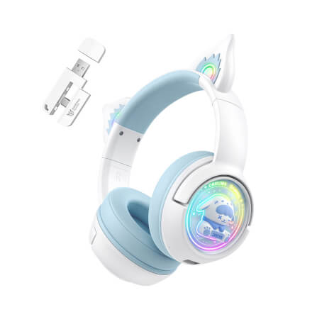 หูฟังเกมมิ่งไร้สาย Onikuma Kuku Rabbit Gradient เชื่อมต่อได้ 3 โหมด - ขาวฟ้า_0