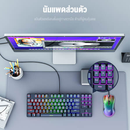 คีย์บอร์ดเกมมิ่ง ONIKUMA HARU LITE GAMING KEYBOARD MINI RGB - สีดำ (RED SWITCH) (TH/EN)_1