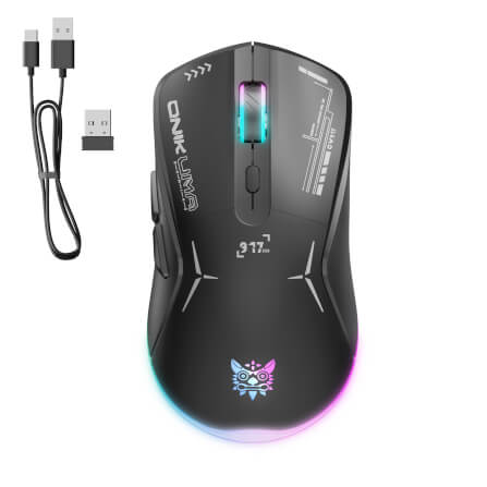 เมาส์เกมมิ่ง ONIKUMA OKAMI WIRELESS DUAL-MODE GAMING MOUSE เชื่อมต่อได้ 2 โหมด - สีดำ_1