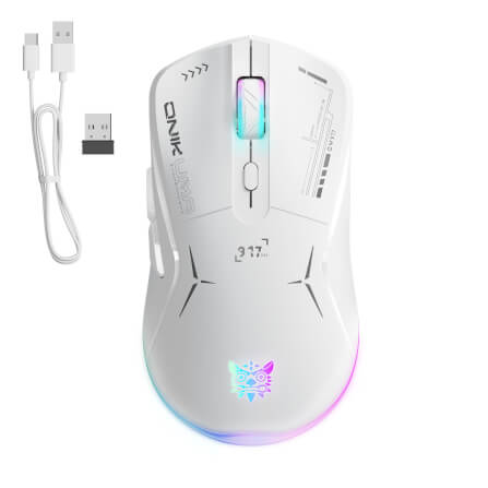 เมาส์เกมมิ่ง ONIKUMA OKAMI WIRELESS DUAL-MODE GAMING MOUSE เชื่อมต่อได้ 2 โหมด - สีขาว_1