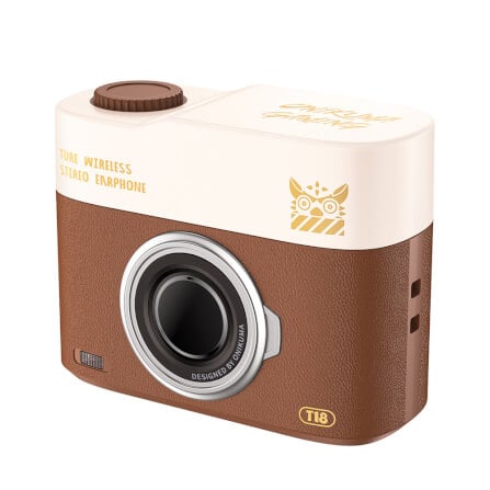 หูฟังเกมมิ่งไร้สาย Onikuma T18 รูปทรงสไตล์เรโทร Bluetooth 5.3 - สีน้ำตาล_2