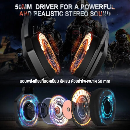 หูฟังเกมมิ่ง ONIKUMA K10 GAMING HEADSET - สีดำ_2