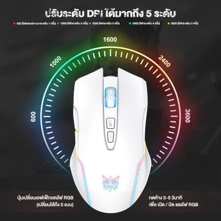 เมาส์เกมมิ่ง ONIKUMA CW905 WIRELESS GAMING MOUSE - สีขาว_3
