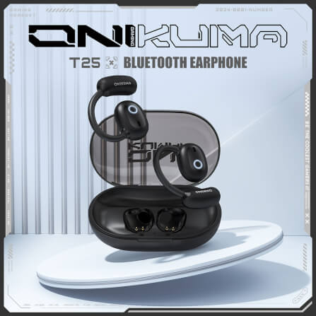 หูฟังไร้สาย Onikuma T25 ใส่ออกกำลังกาย Bluetooth 5.4 - สีดำ_5