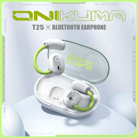 หูฟังไร้สาย Onikuma T25 ใส่ออกกำลังกาย Bluetooth 5.4 - สีขาว_5