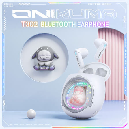 หูฟังเกมมิ่งไร้สาย Onikuma KUKU & NINI รูปทรงน่ารัก Bluetooth 5.3 - สีขาว_5