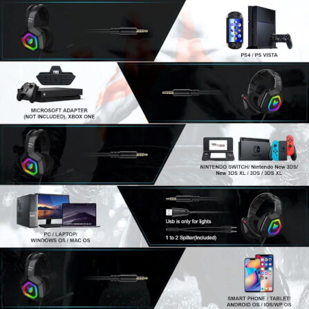 หูฟังเกมมิ่ง ONIKUMA K10 GAMING HEADSET - สีดำ_5