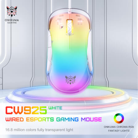 เมาส์เกมมิ่ง ONIKUMA CW925 RGB BACKLIT WIRED GAMING MOUSE - ขาว_5