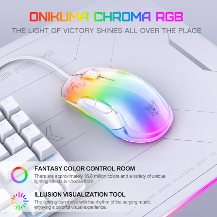 เมาส์เกมมิ่ง ONIKUMA CW925 RGB BACKLIT WIRED GAMING MOUSE - ขาว_6
