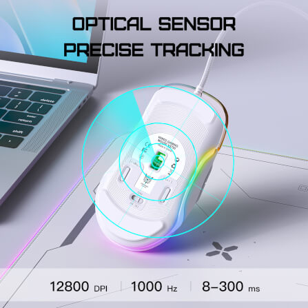 เมาส์เกมมิ่ง ONIKUMA CW925 RGB BACKLIT WIRED GAMING MOUSE - ขาว_7