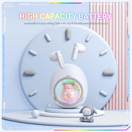 หูฟังเกมมิ่งไร้สาย Onikuma KUKU & NINI รูปทรงน่ารัก Bluetooth 5.3 - สีขาว_7