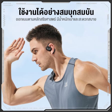 หูฟังไร้สาย Onikuma T25 ใส่ออกกำลังกาย Bluetooth 5.4 - สีดำ_9