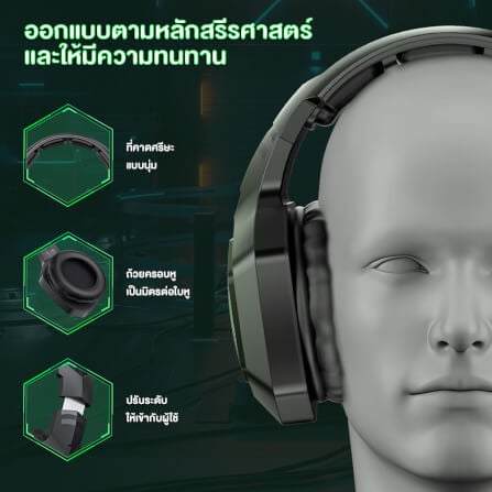 หูฟังเกมมิ่งไร้สาย Onikuma Kumong เชื่อมต่อได้ 3 โหมด - สีดำ_9