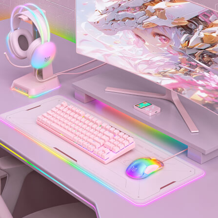 เมาส์เกมมิ่ง ONIKUMA CW925 RGB BACKLIT WIRED GAMING MOUSE - สีชมพู_9