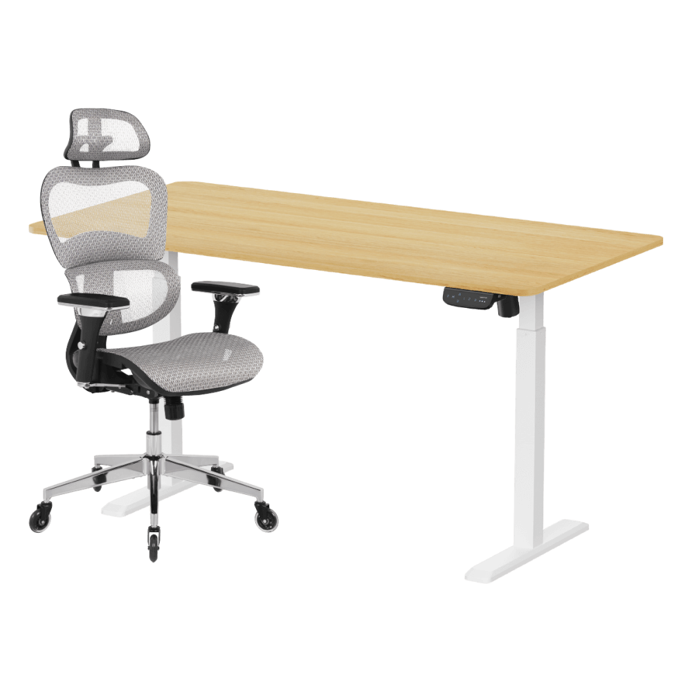 เซ็ตโต๊ะปรับระดับไฟฟ้า+เก้าอี้ทำงานเพื่อสุขภาพ LUNIO ERGO SPACE II (SIZE 160 X 80 CM) + ADAM DOT.1 THE 3D ERGO CHAIR (สีเทา)_0