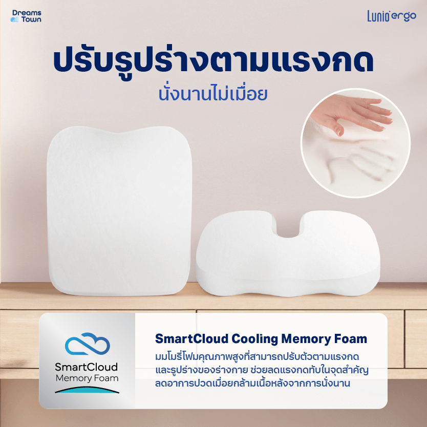 เซ็ตเบาะรองนั่ง+เบาะรองหลัง LUNIO ERGO LITE BACK CUSHION+LUNIO ERGO LITE SEAT CUSHION_2