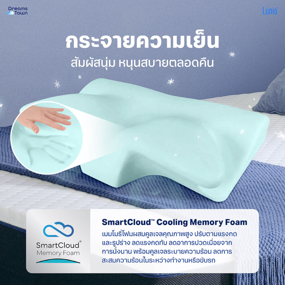 หมอนสุขภาพ ทรงผีเสื้อ LUNIO HYPERCOOL ERGONOMIC PILLOW 2 ใบ