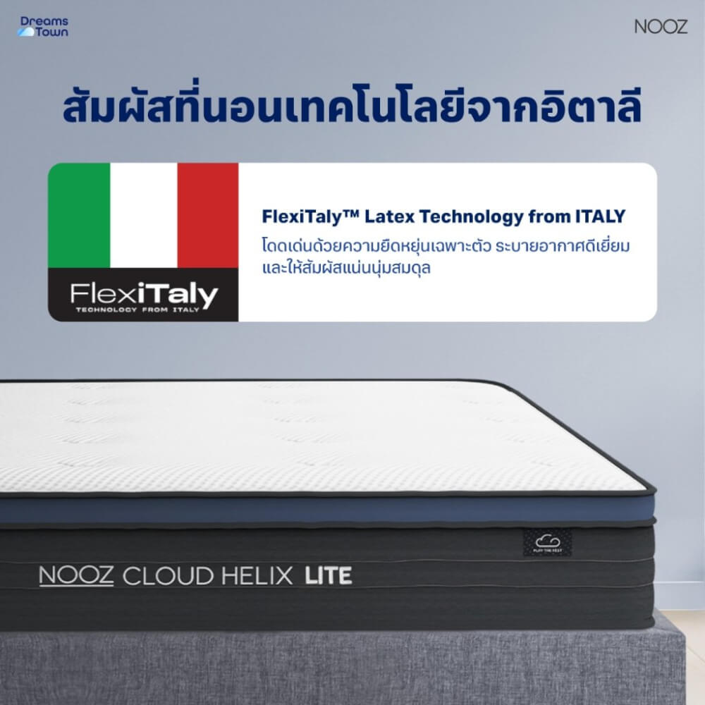 ที่นอนยางพาราแท้ 5 ฟุต NOOZ CLOUD HELIX LITE มาพร้อมกับฐานเตียง 5 ฟุต NOOZ PIXEL BED FRAME (ไม่มีหัวเตียง)_2