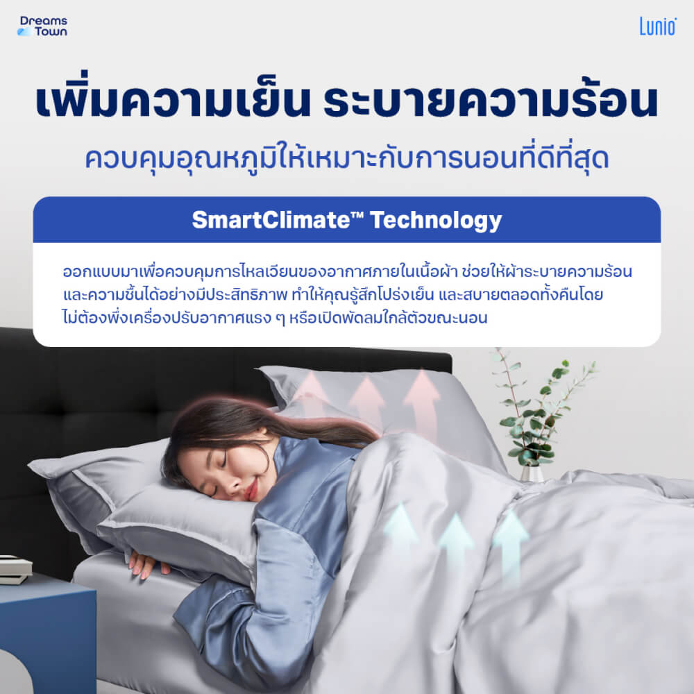 เซ็ตผ้าปูที่นอน เกรดพรีเมียม 5ฟุต LUNIO SMART SNOWWEAVE BEDDING SET PLATINUM GRAY สีเทา 3ชิ้น (สำหรับที่นอนหนา 13นิ้ว)
