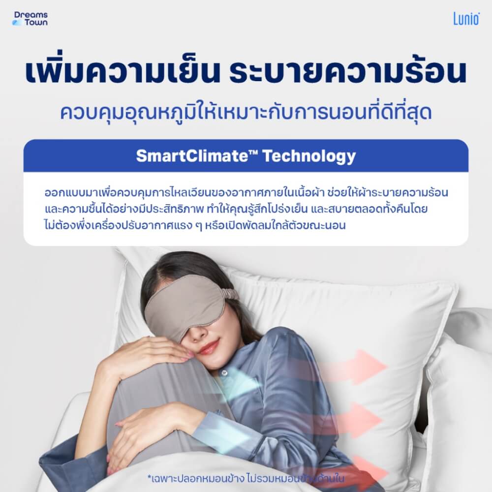 ปลอกหมอนข้าง LUNIO SMART SNOWWEAVE BOLSTER CASE PLATINUM GRAY สีเทา จำนวน2ชิ้น
