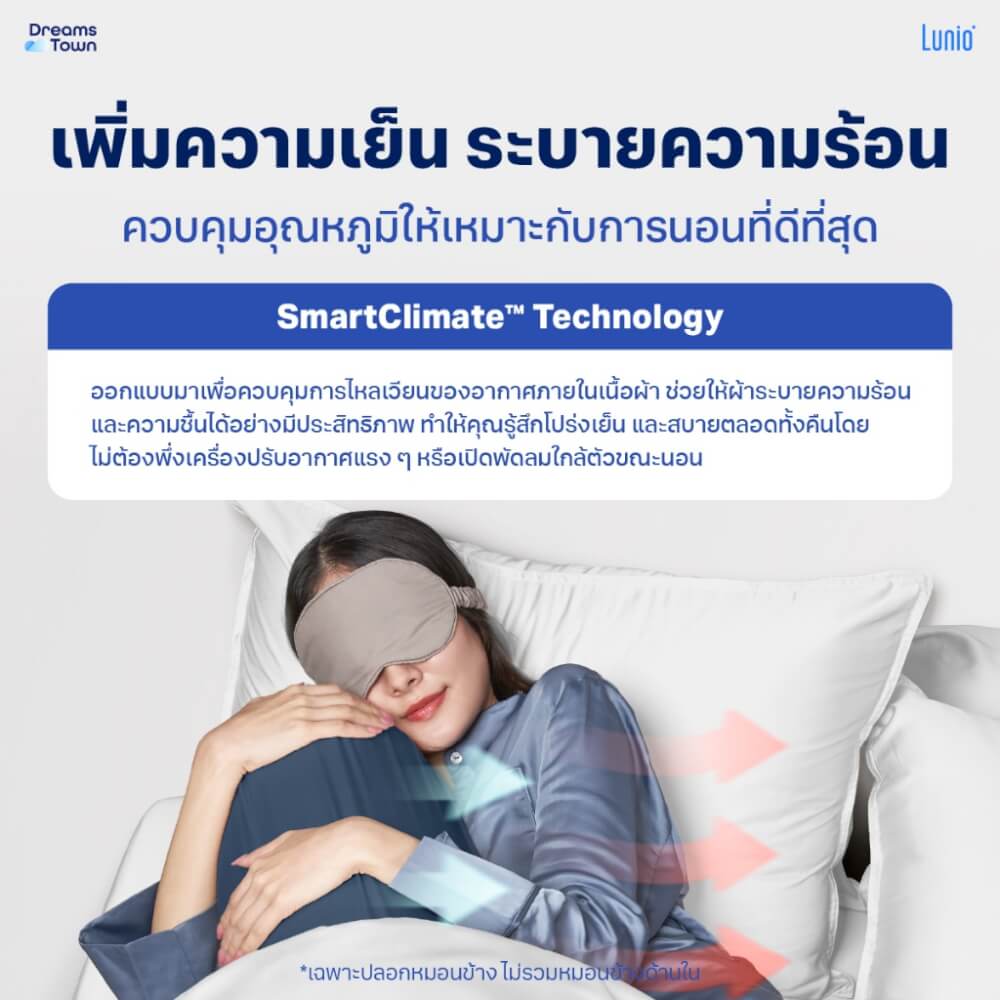 ปลอกหมอนข้าง LUNIO SMART SNOWWEAVE BOLSTER CASE QUANTA BLUE สีน้ำเงินเทา จำนวน2ชิ้น