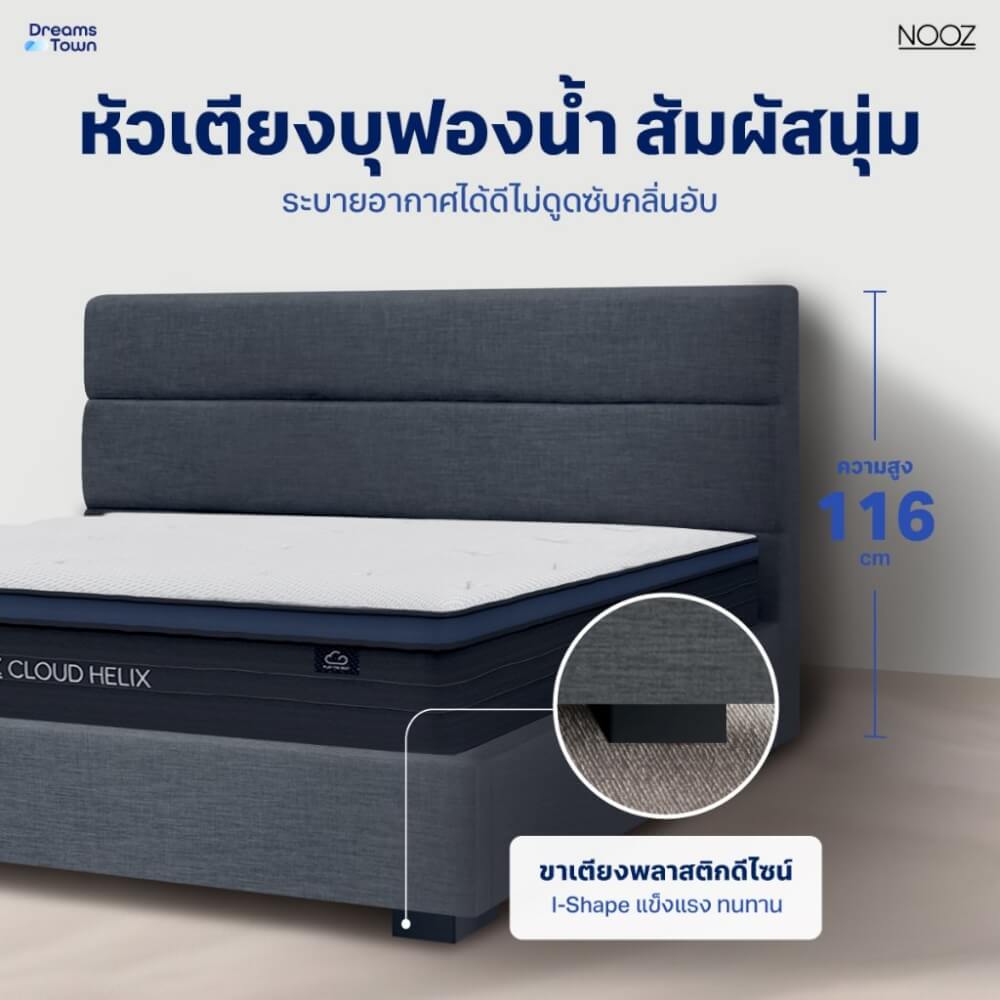 ที่นอนยางพารา 3.5 ฟุต NOOZ CLOUD HELIX  มาพร้อมเตียงไม้อัดคุณภาพสูง สไตล์โมเดิร์น LUNIO ATLAS_3