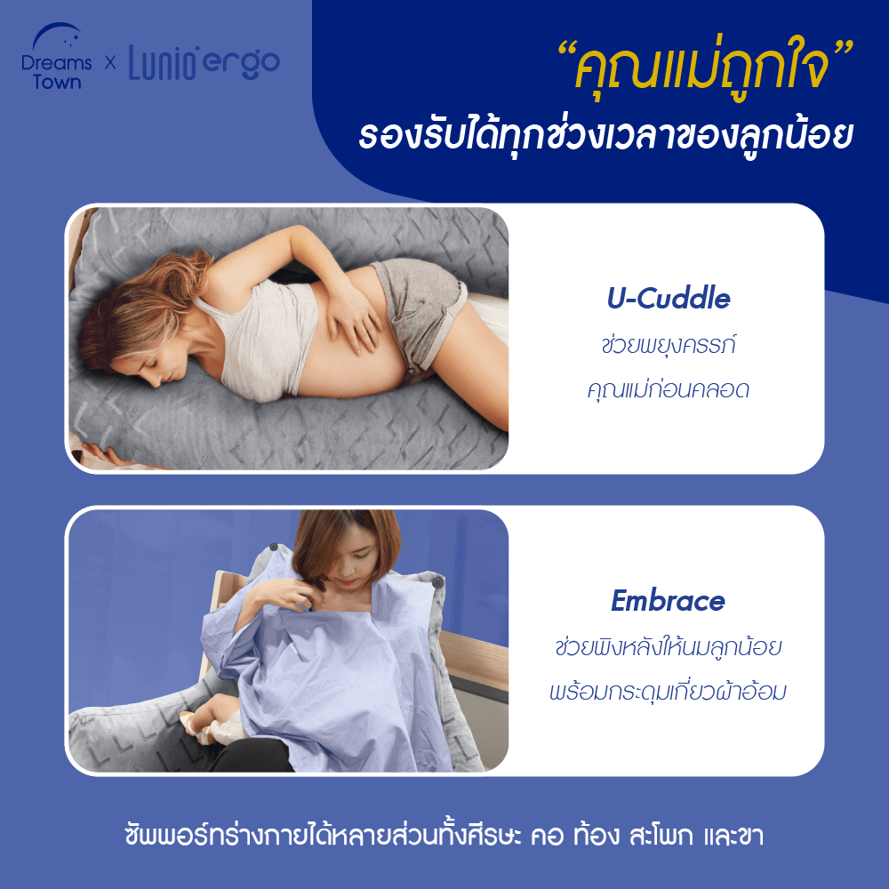 เซ็ตหมอนพิงหลัง LUNIO ERGO CUDDLE PILLOW + EMBRACE PILLOW